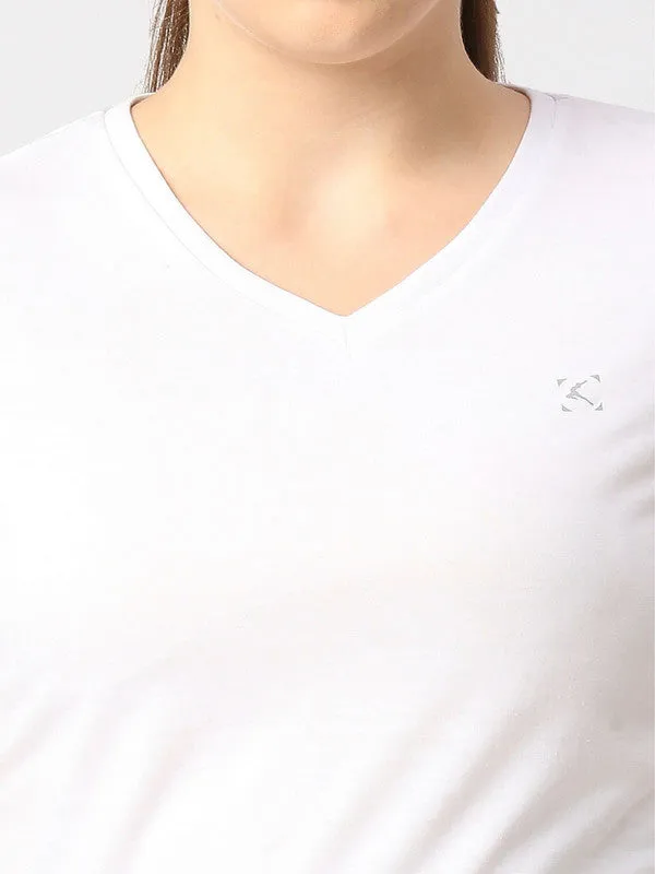 Women White Solid Sports Top - Rush Tee-V-WH