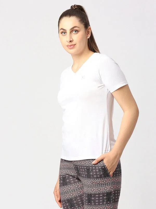 Women White Solid Sports Top - Rush Tee-V-WH