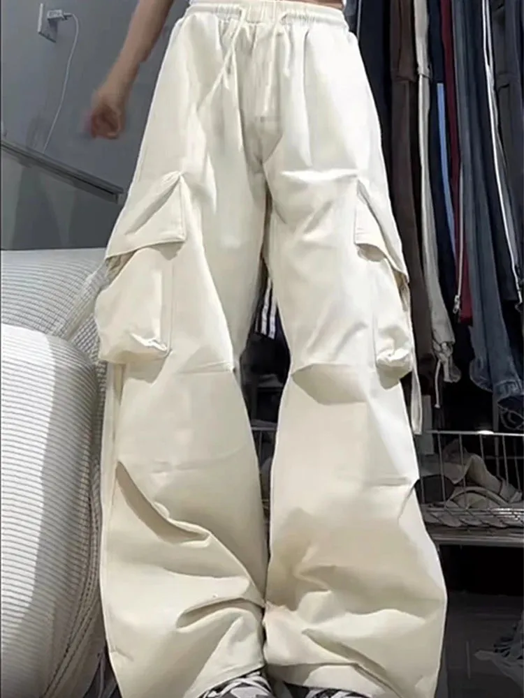 Women's Y2K High Waist Cargo Pants - Casual Streetwear - Big Pockets