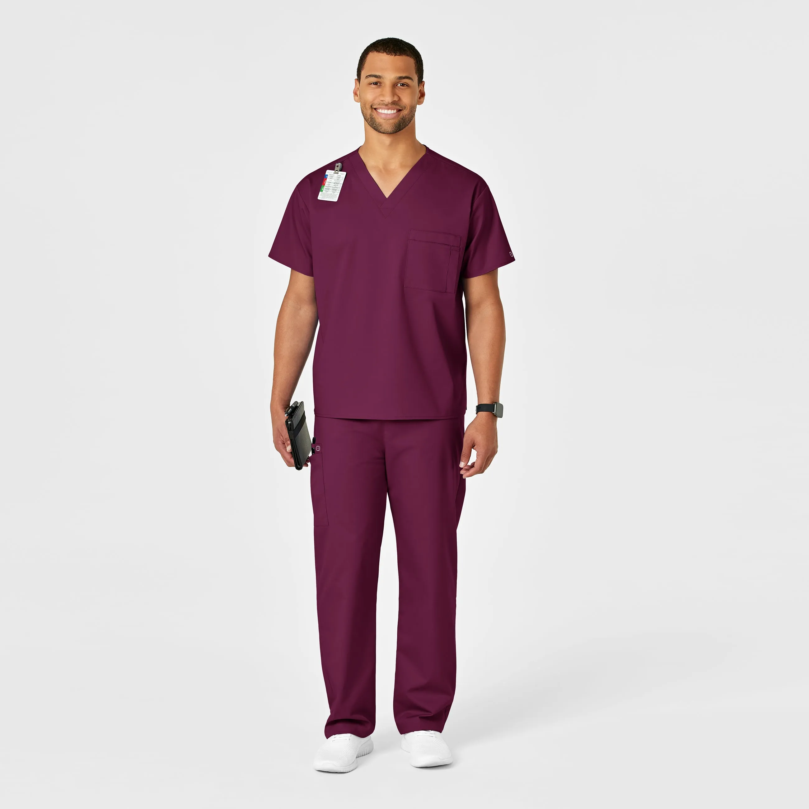 WonderWORK 500 Unisex Drawstring Cargo Scrub Pants Wine
