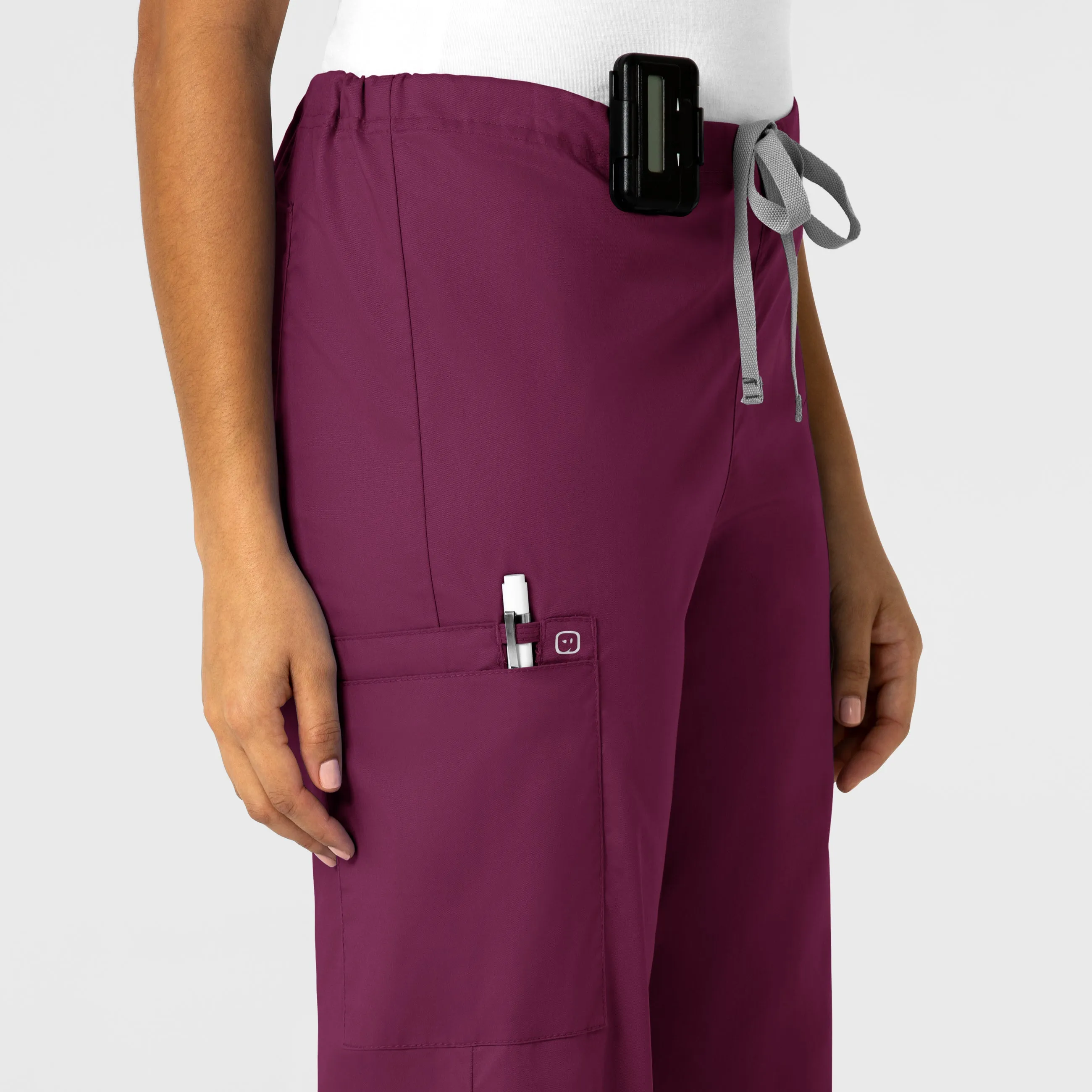 WonderWORK 500 Unisex Drawstring Cargo Scrub Pants Wine