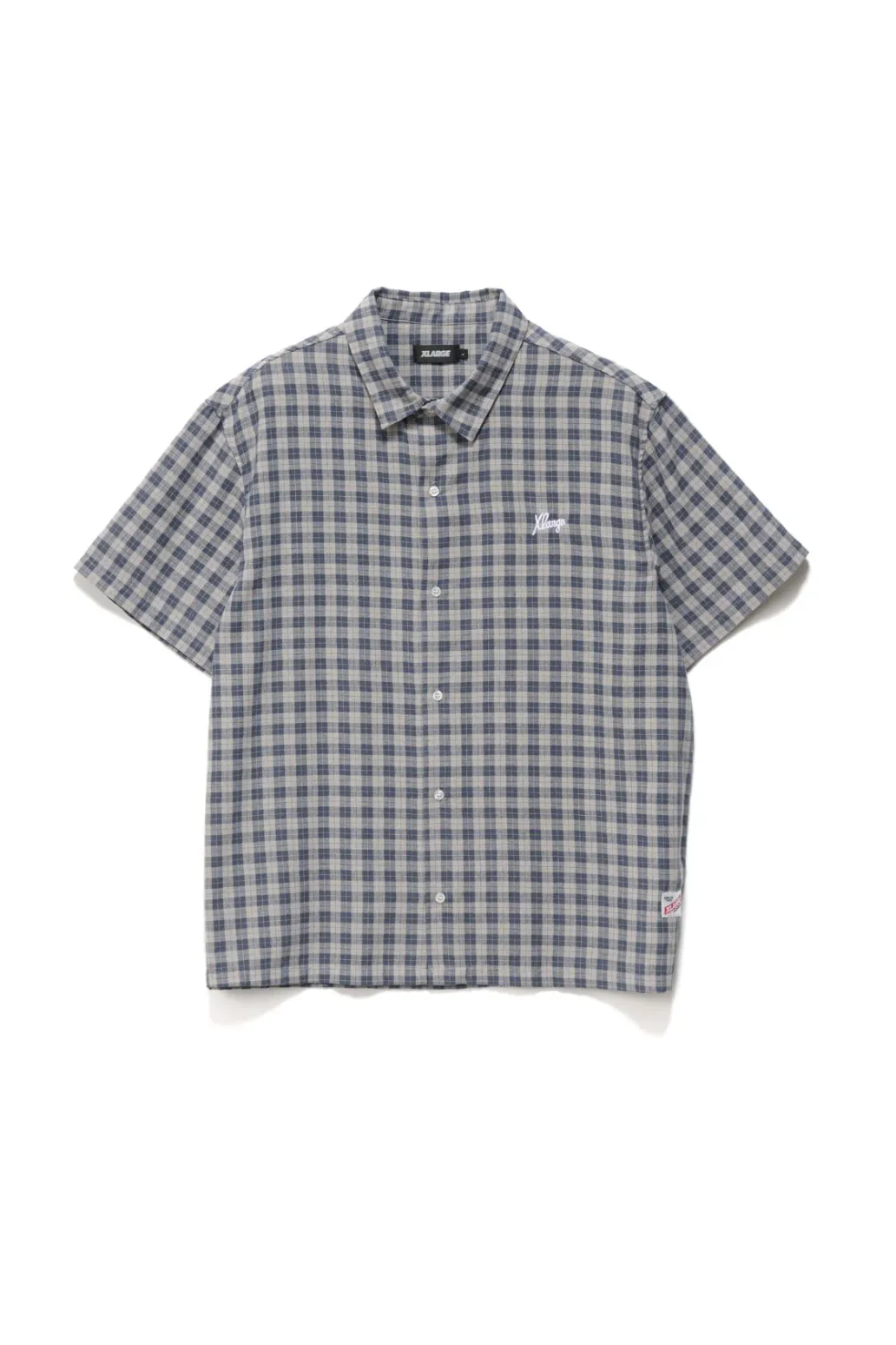 X-LARGE OXFORD SCRIPT SHIRT S/S BUTTON UP - NAVY/TAN