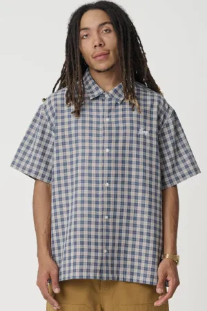 X-LARGE OXFORD SCRIPT SHIRT S/S BUTTON UP - NAVY/TAN