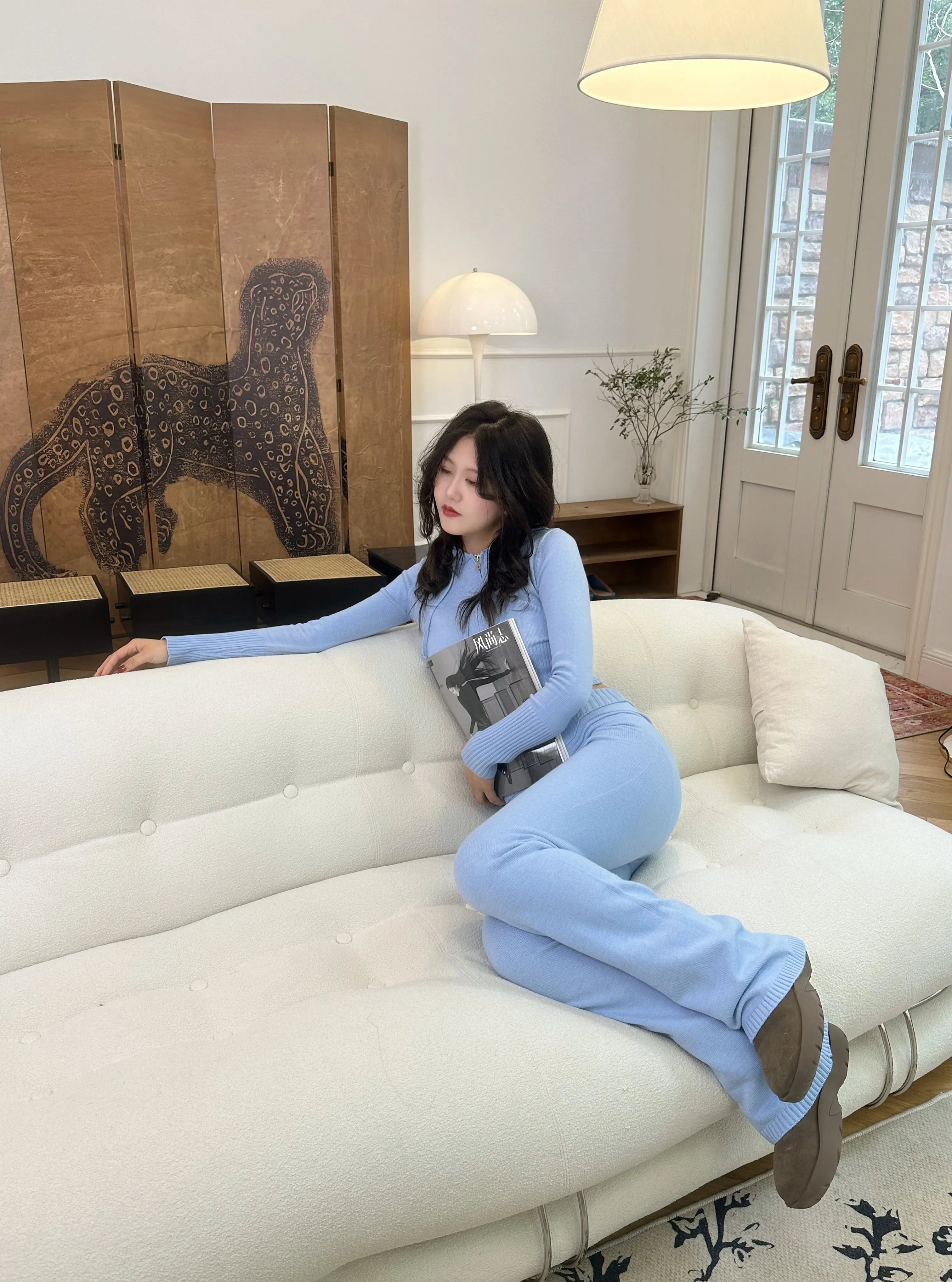 Y2K 2-Piece Knitted Zipper Tracksuit