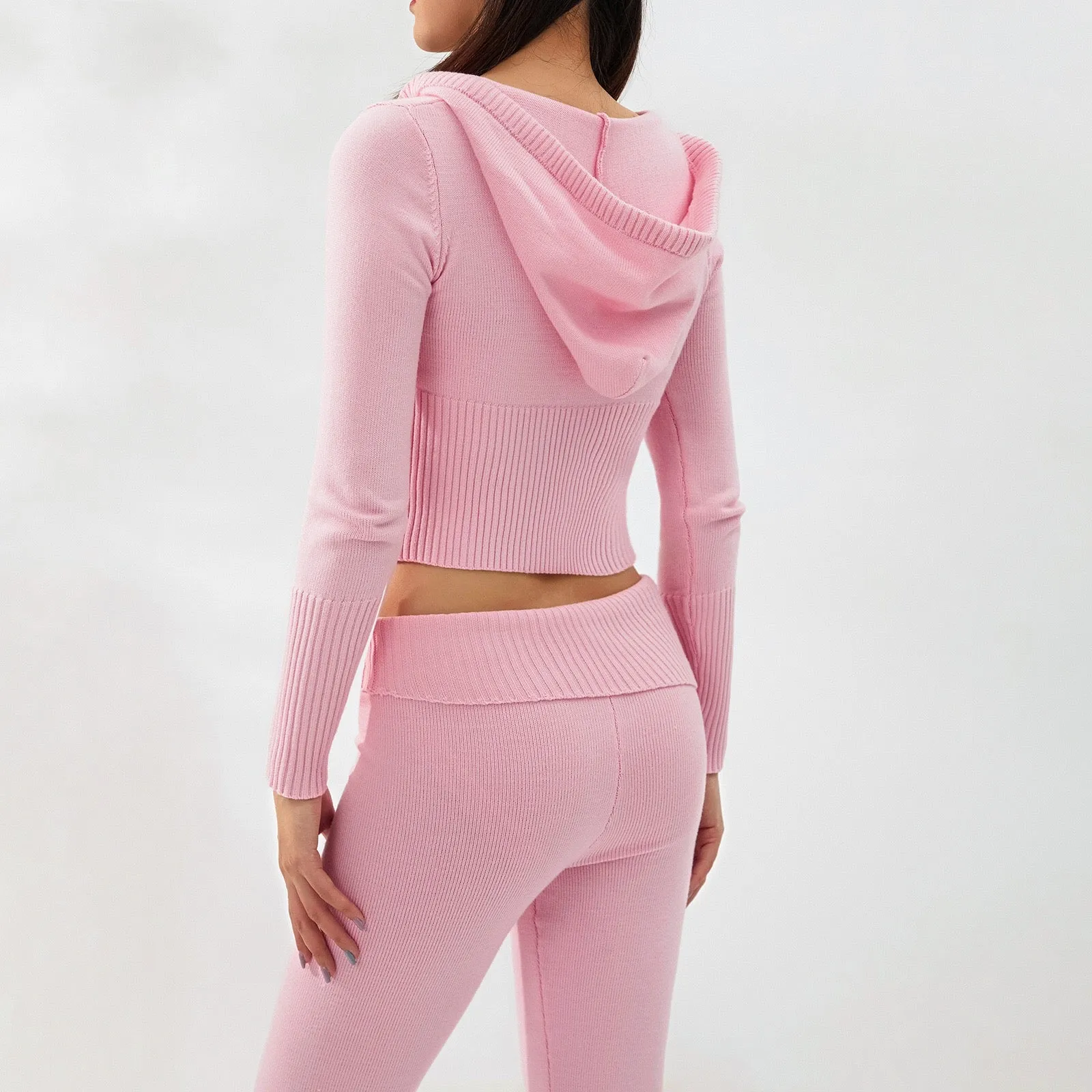 Y2K 2-Piece Knitted Zipper Tracksuit