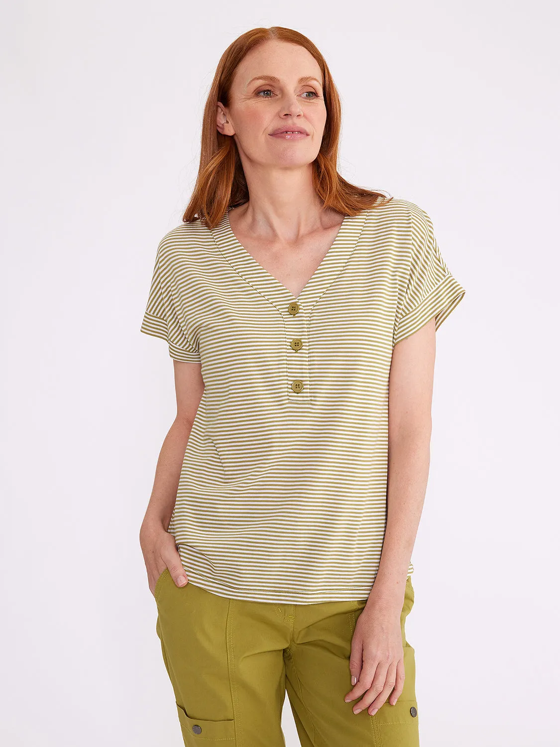 Yarra Trail V Neck Stripe Tee YT24S7417