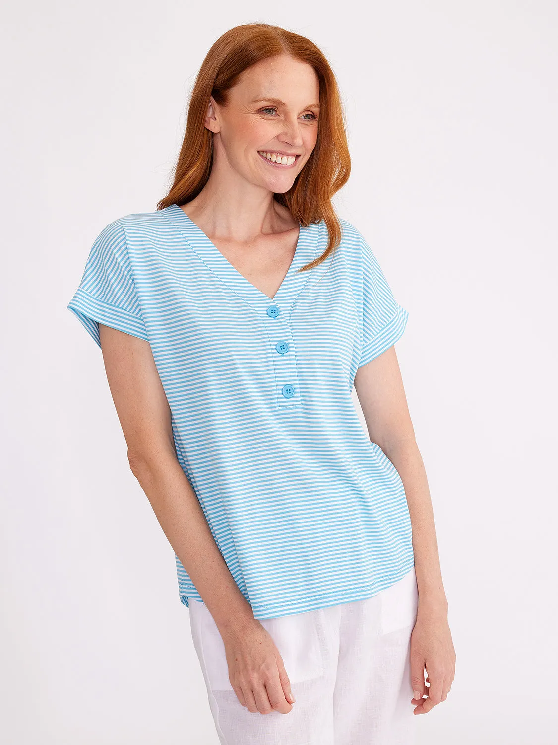 Yarra Trail V Neck Stripe Tee YT24S7417