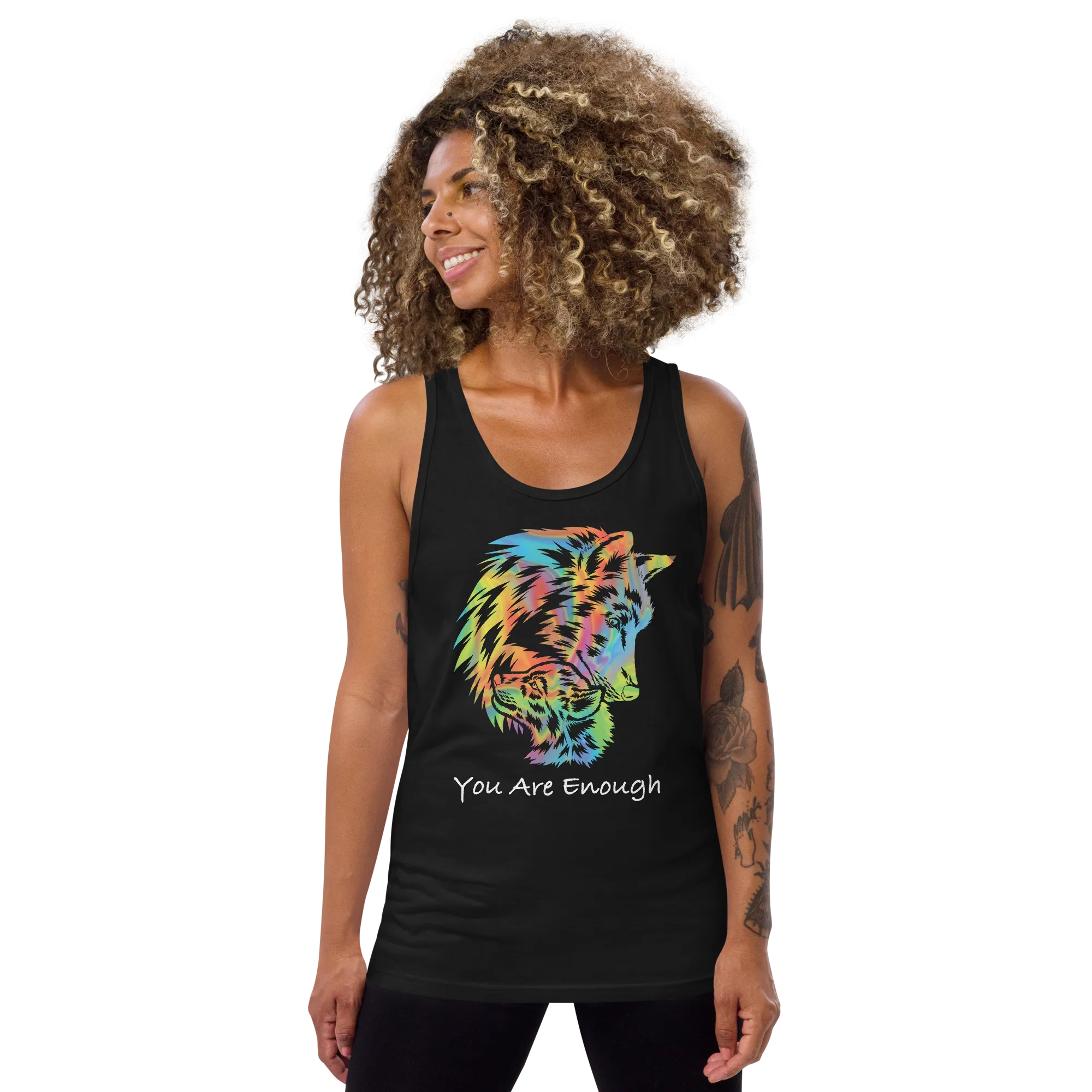 YOU ARE ENOUGH WOLF and BABY WOLF Inspirational Custom Graphic Tank for Women