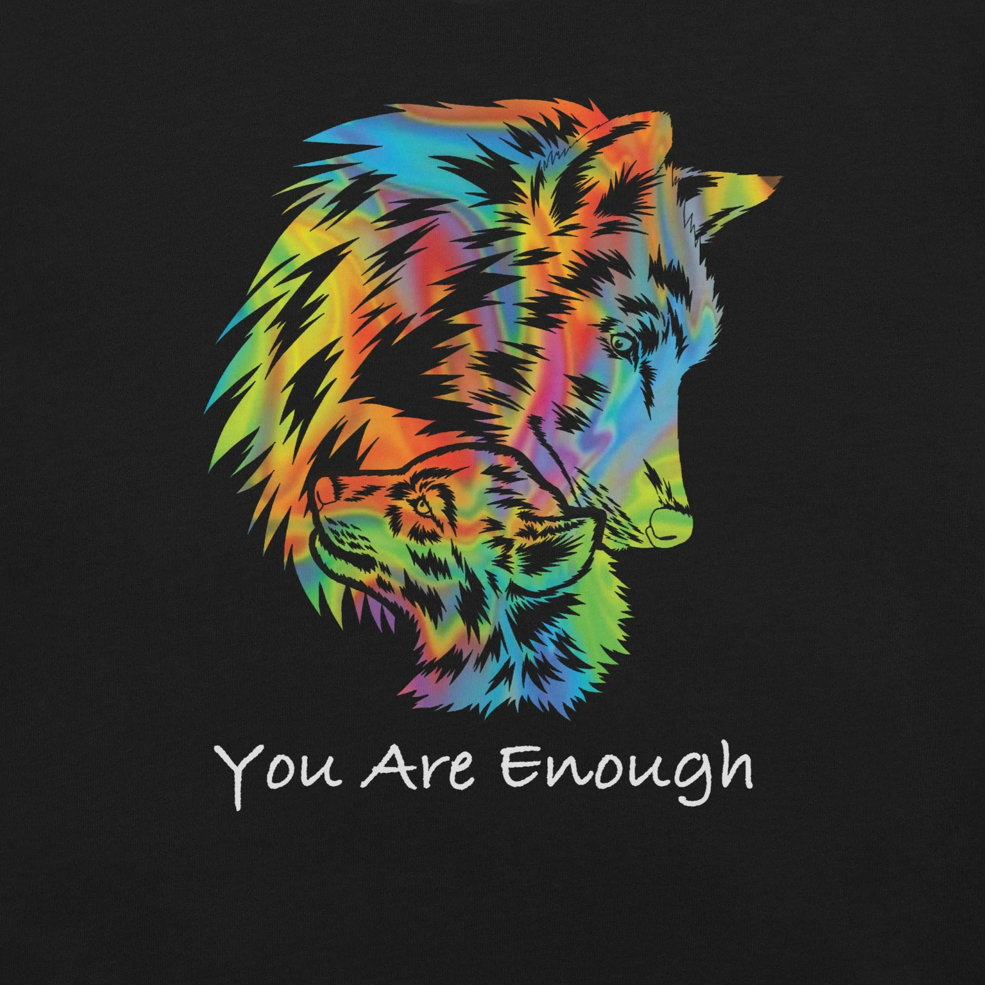 YOU ARE ENOUGH WOLF and BABY WOLF Inspirational Custom Graphic Tank for Women