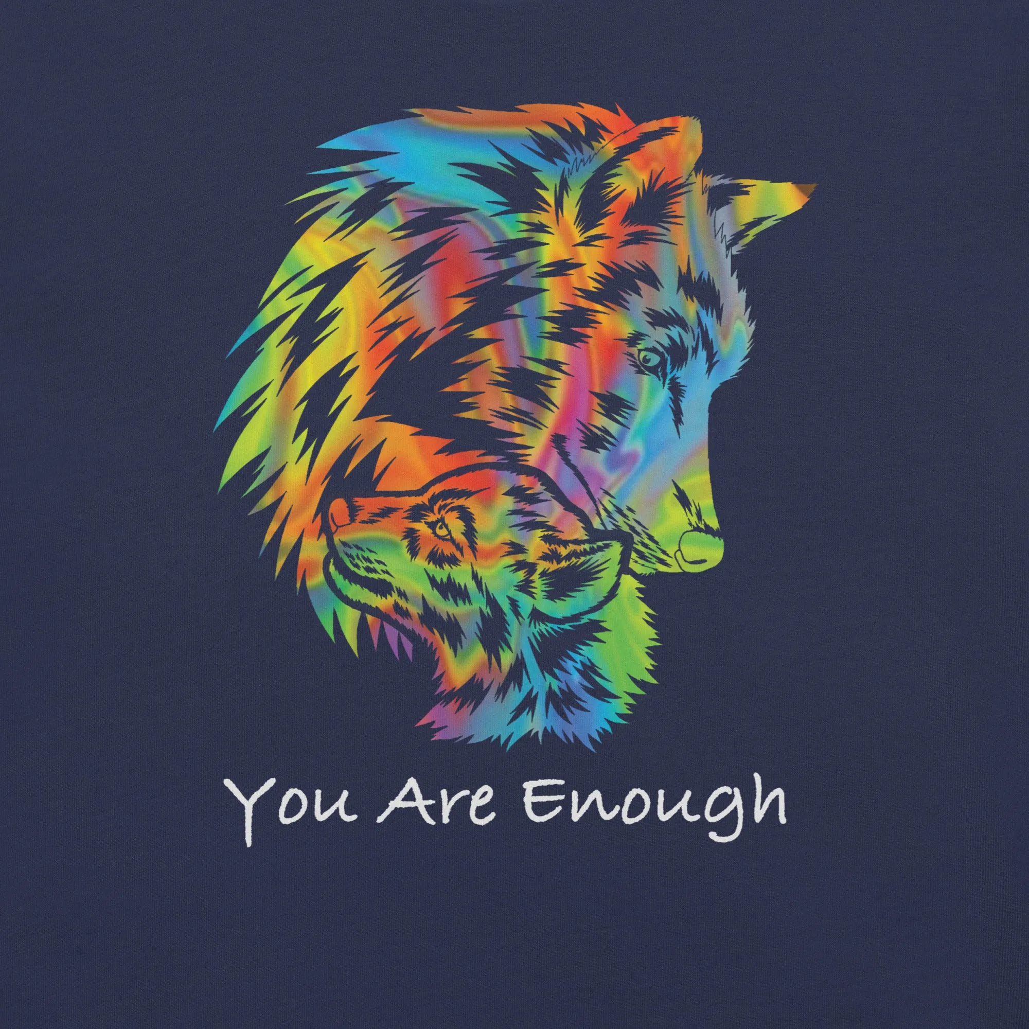 YOU ARE ENOUGH WOLF and BABY WOLF Inspirational Custom Graphic Tank for Women
