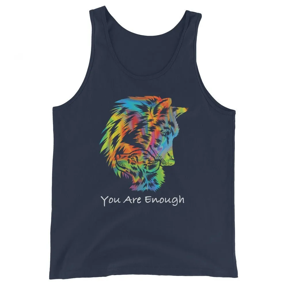 YOU ARE ENOUGH WOLF and BABY WOLF Inspirational Custom Graphic Tank for Women
