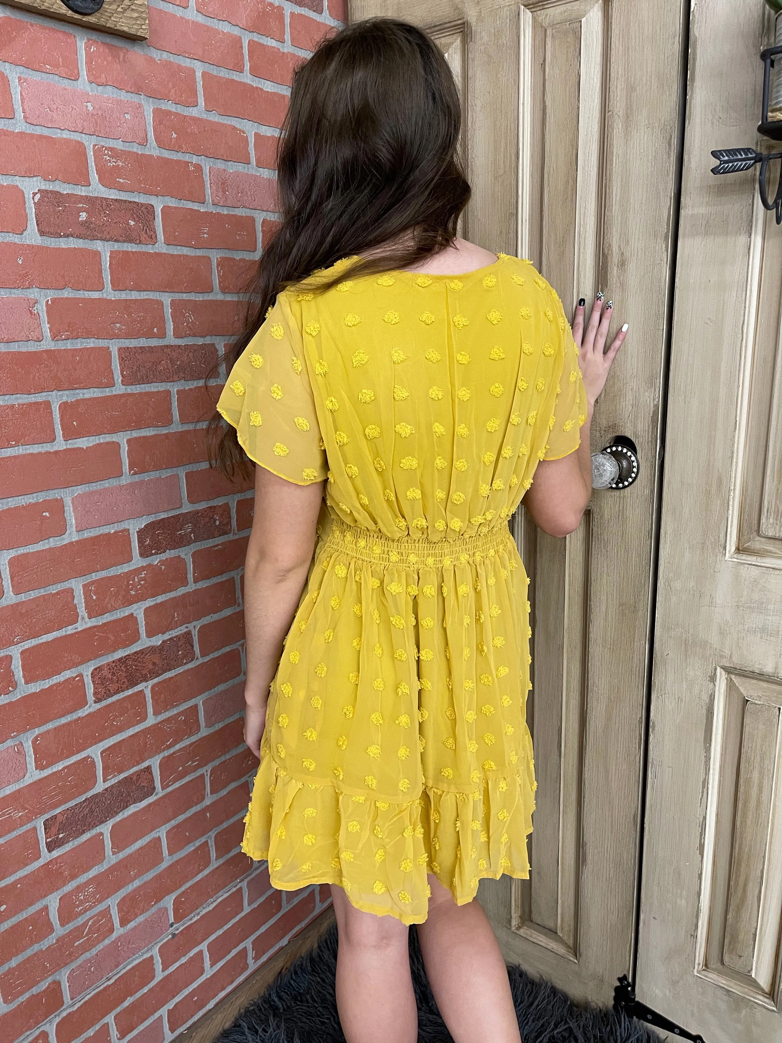 Yula Mustard Yellow Polka Dot Dress