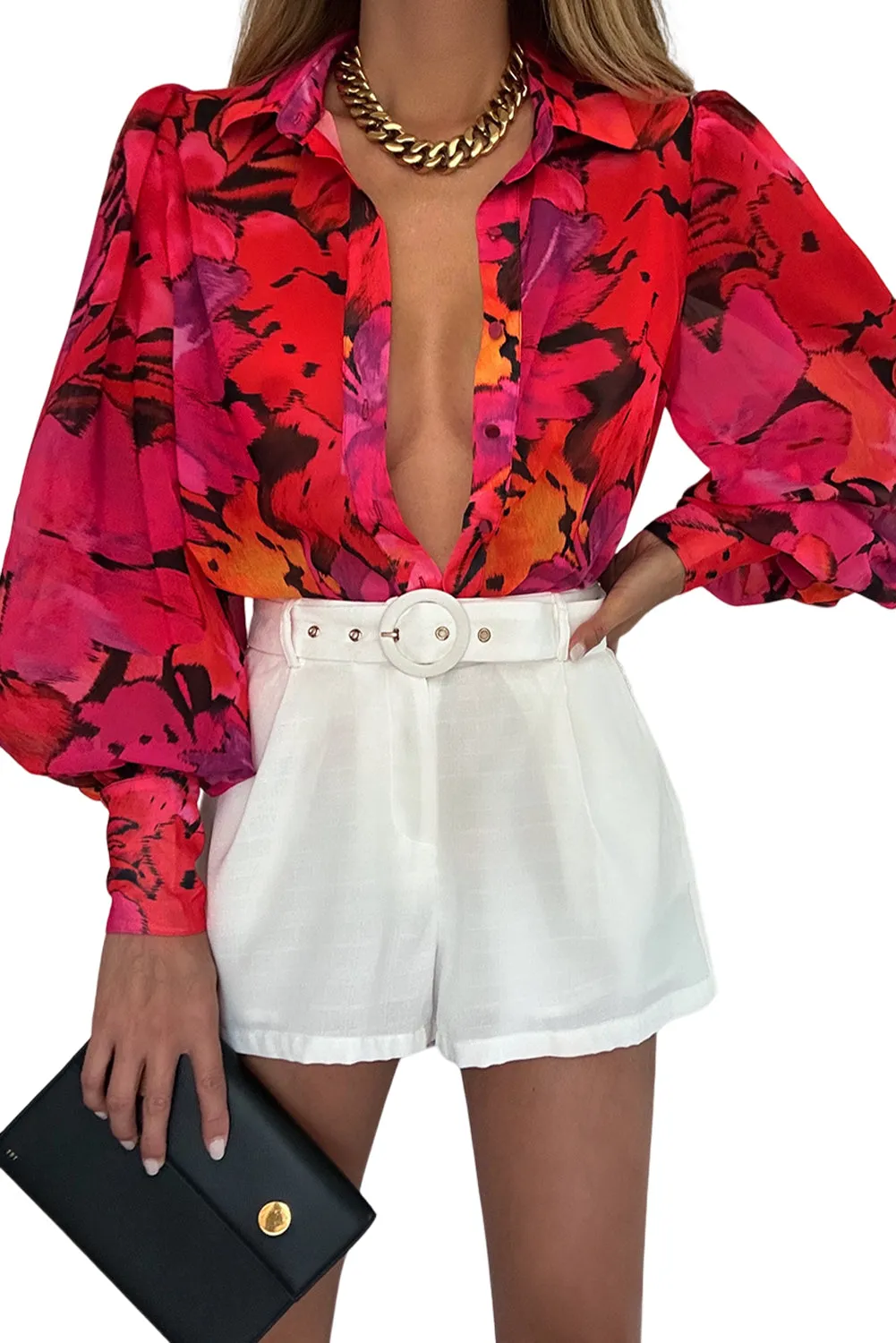 Zebra Stripes Print Lantern Sleeve Shirt