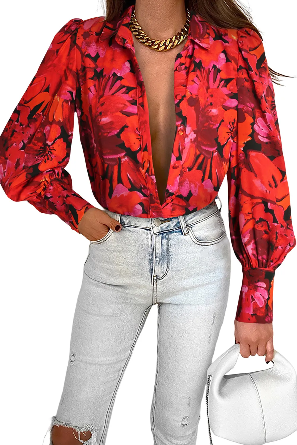 Zebra Stripes Print Lantern Sleeve Shirt