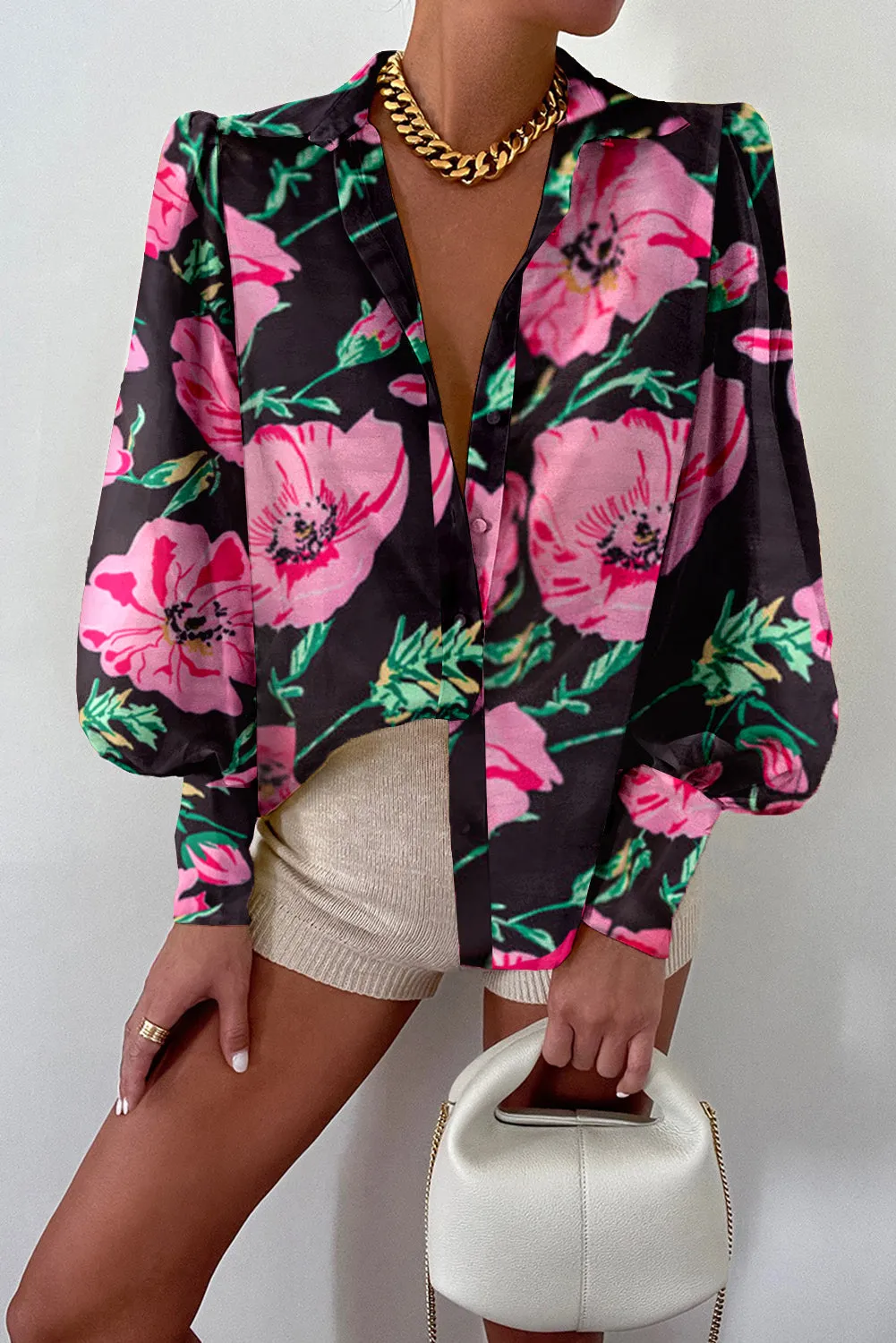 Zebra Stripes Print Lantern Sleeve Shirt