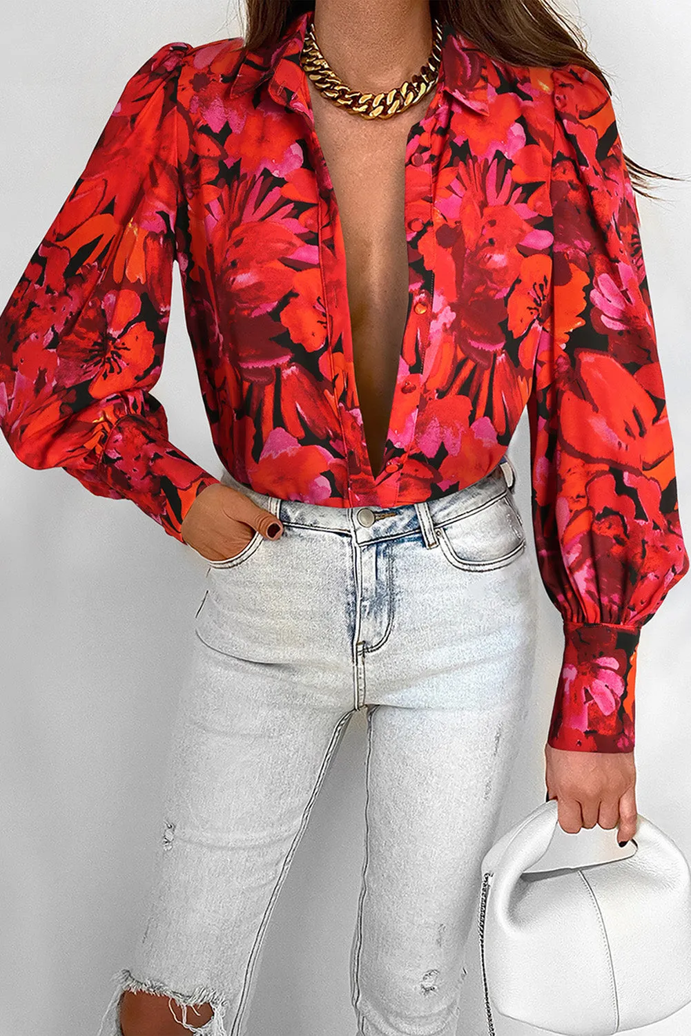 Zebra Stripes Print Lantern Sleeve Shirt