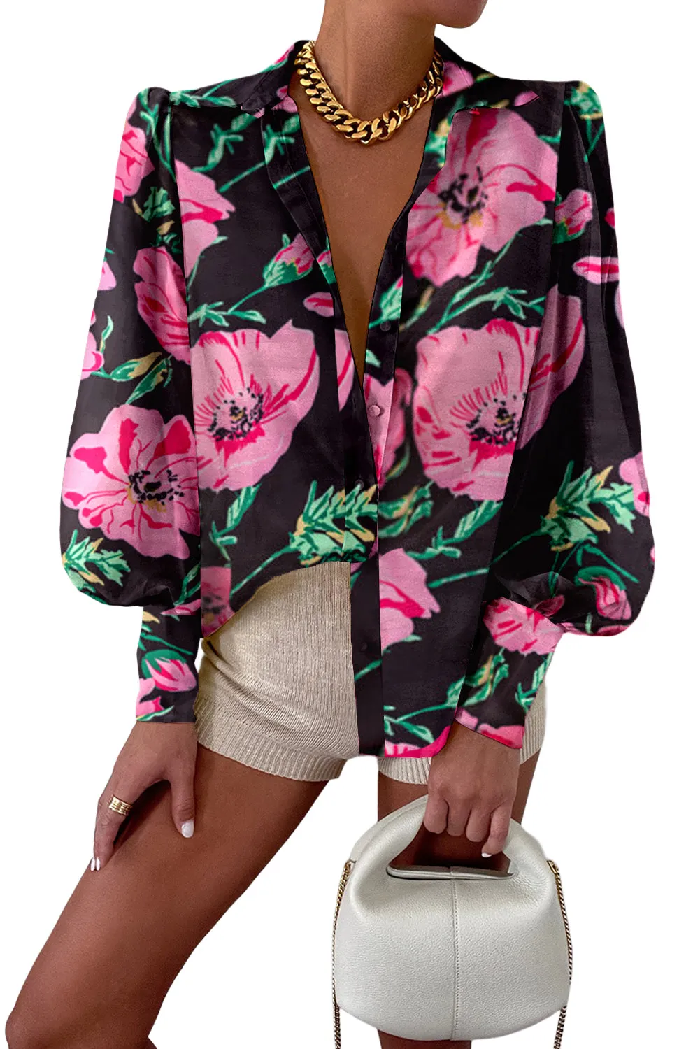 Zebra Stripes Print Lantern Sleeve Shirt