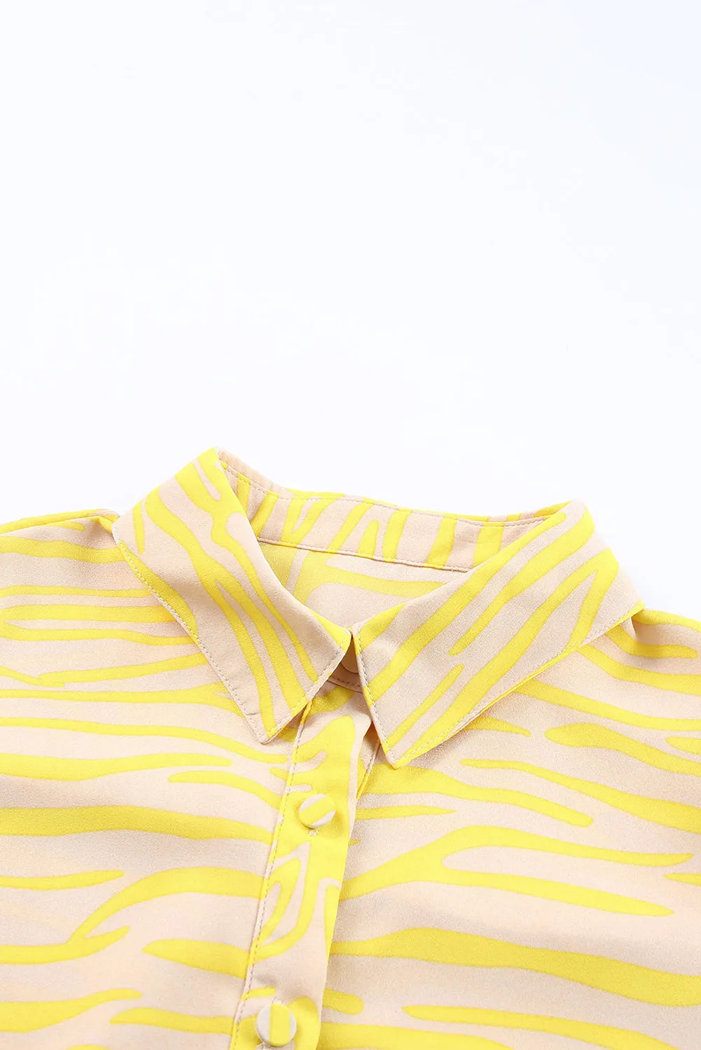 Zebra Stripes Print Lantern Sleeve Shirt
