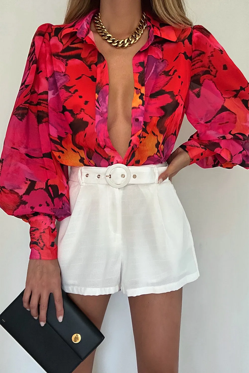 Zebra Stripes Print Lantern Sleeve Shirt